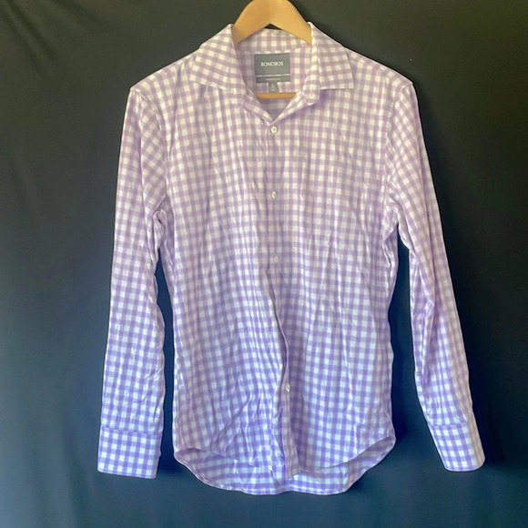 Bonobos Other - Bonobos men's tailored slim sz S short purple white plaid button down sh…